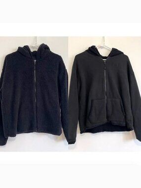 VS PINK VICTORIA'S SECRET Reversible Sherpa Lined Full Zip Hoodie Sweatshirt M